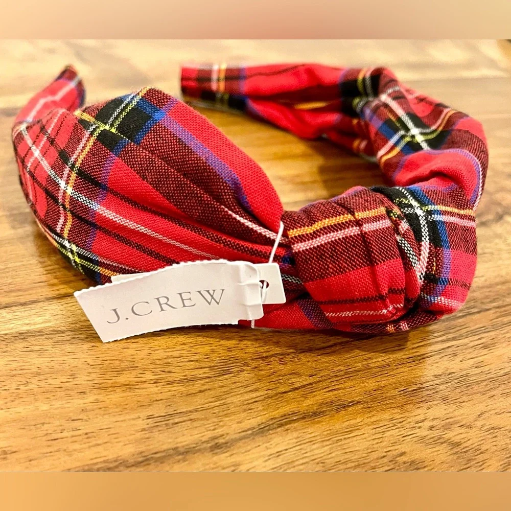 J Crew Classic Tartan Plaid Turban Knot Headband NWT